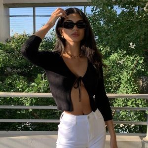 Princess Polly Cudal Top Black NWOT